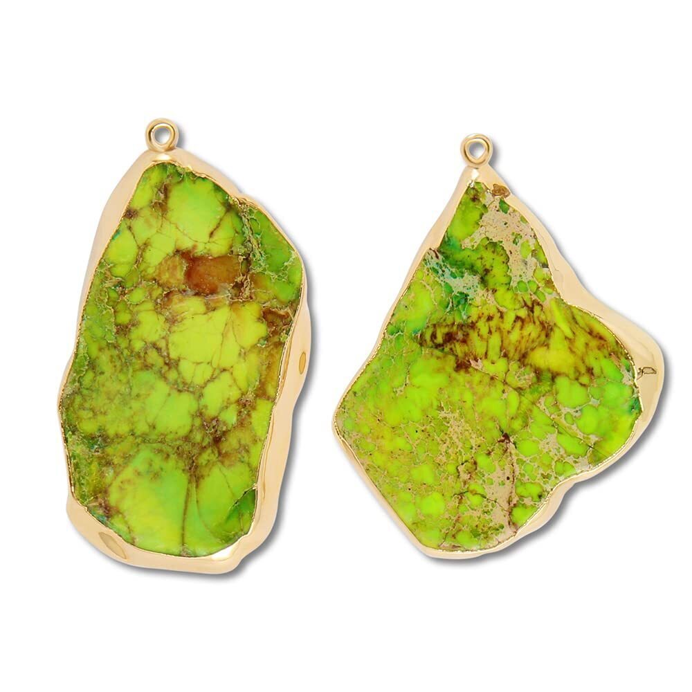 9836 2pcs Stone Pendants Irregular Shape Charms Beads Gemstone Bulk